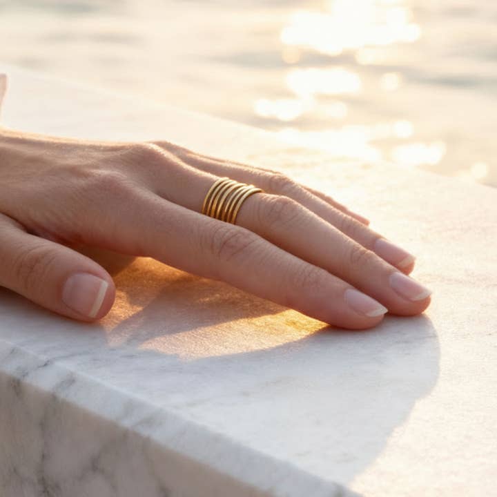 Caprice Paris - Wholesale Band/Stacked Ring - Kyma Filaments Gold Ring | Handmade Jewelry in France4