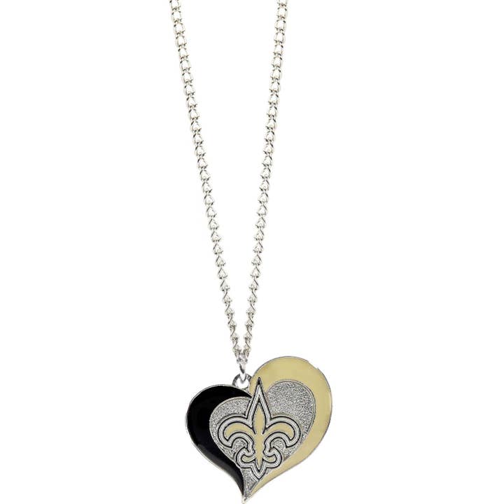 NFL New Orleans Saints Swirl Heart Necklace for wholesale by Aminco USA