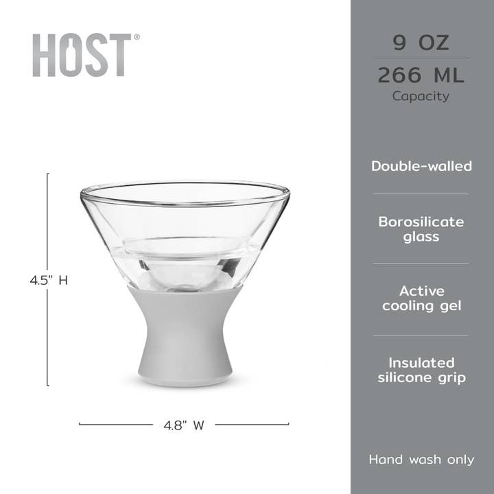 HOST - Wholesale Cocktail/Liquor Glass - Glass FREEZEâ„¢ Cooling Martini Glasses - Gray - Set of 2