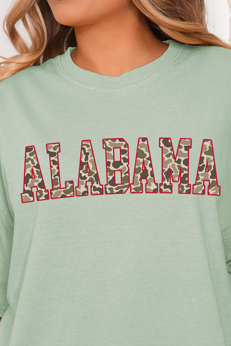 Wholesale Accessory Market - Wholesale Screen Printed T-Shirt - Women's - Crimson Alabama Camo Comfort Colors Adult Ring-Spun Cotton Tee1
