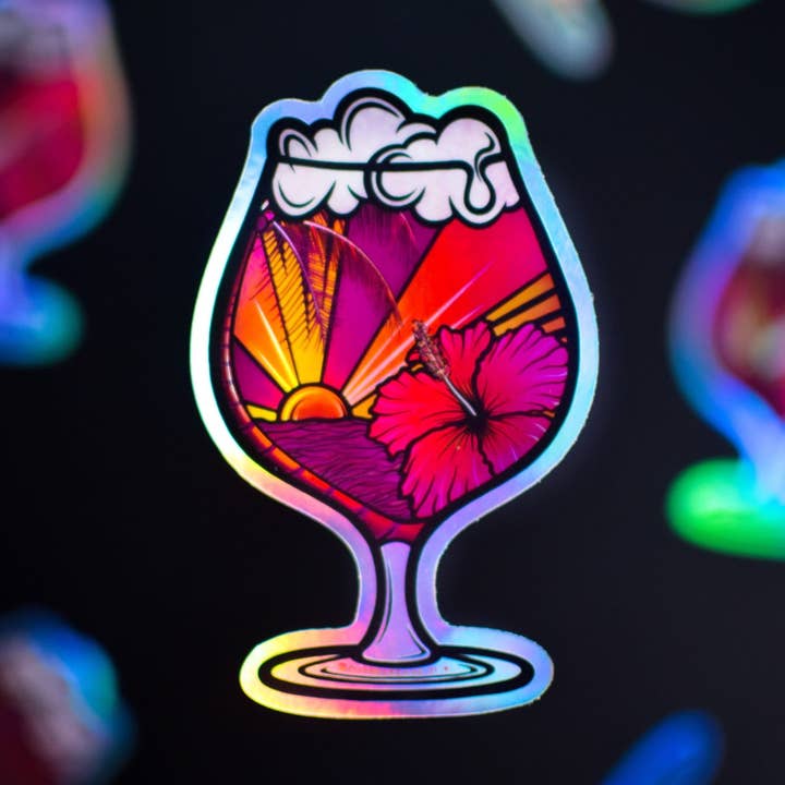 Sour Beer Holographic Sticker, 4x2.5in for wholesale by Catnip and Kittens