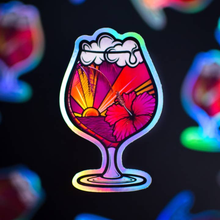 Sour Beer Holographic Sticker, 4x2.5in for wholesale by Catnip and Kittens