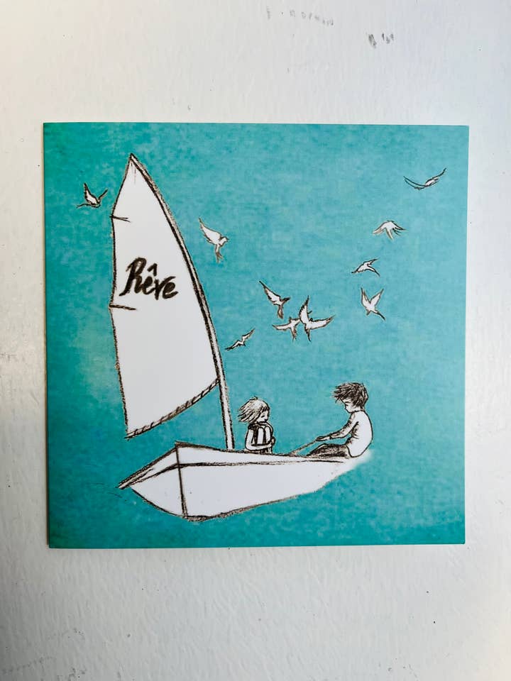 Sailing - Valentine card - Dream - Reve - sea blue for wholesale by CherieChenArts