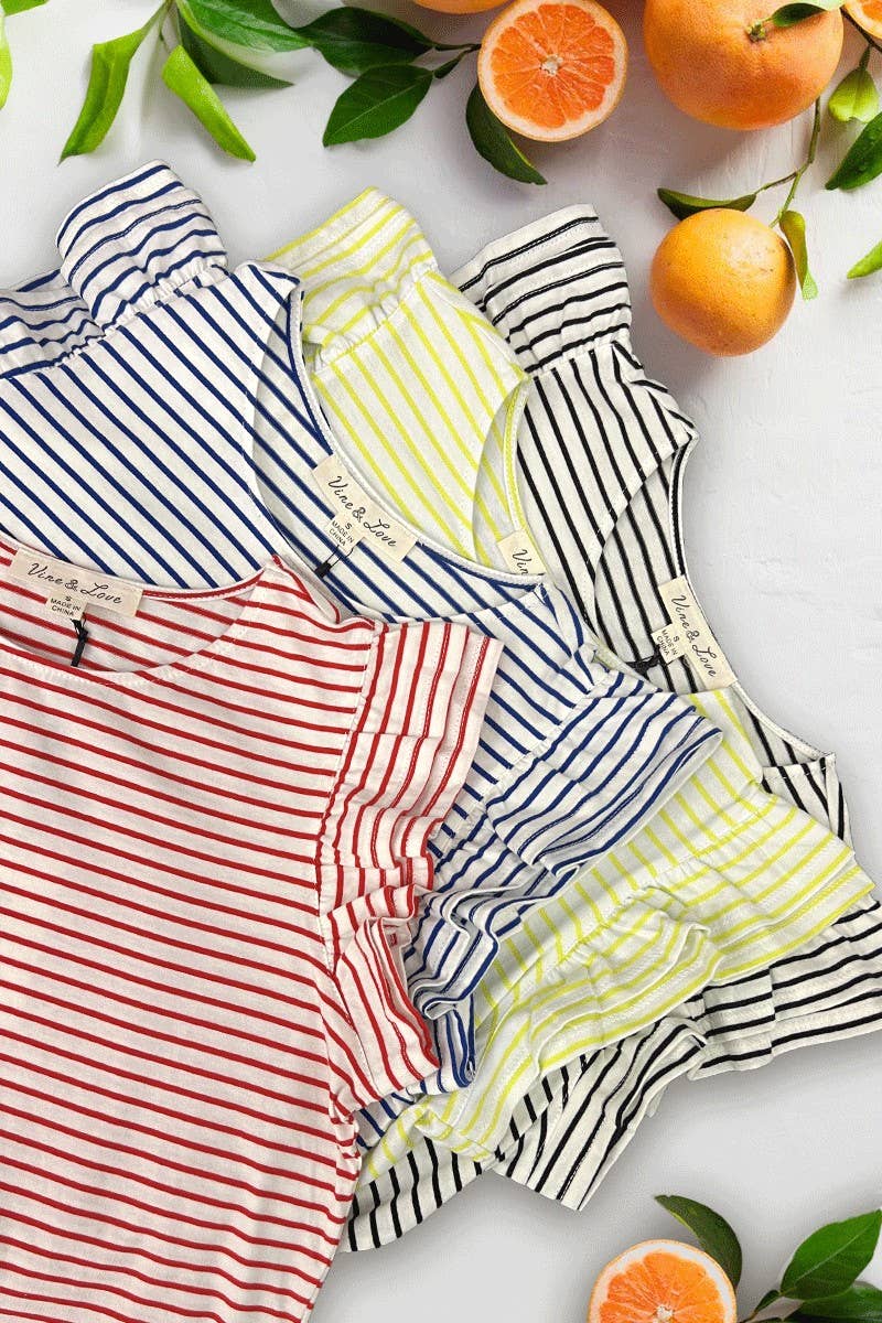 Vine & Love – wholesale Blus - Dam – Randig T-shirt med rund hals och dubbla ärmar i 100 % bomull6