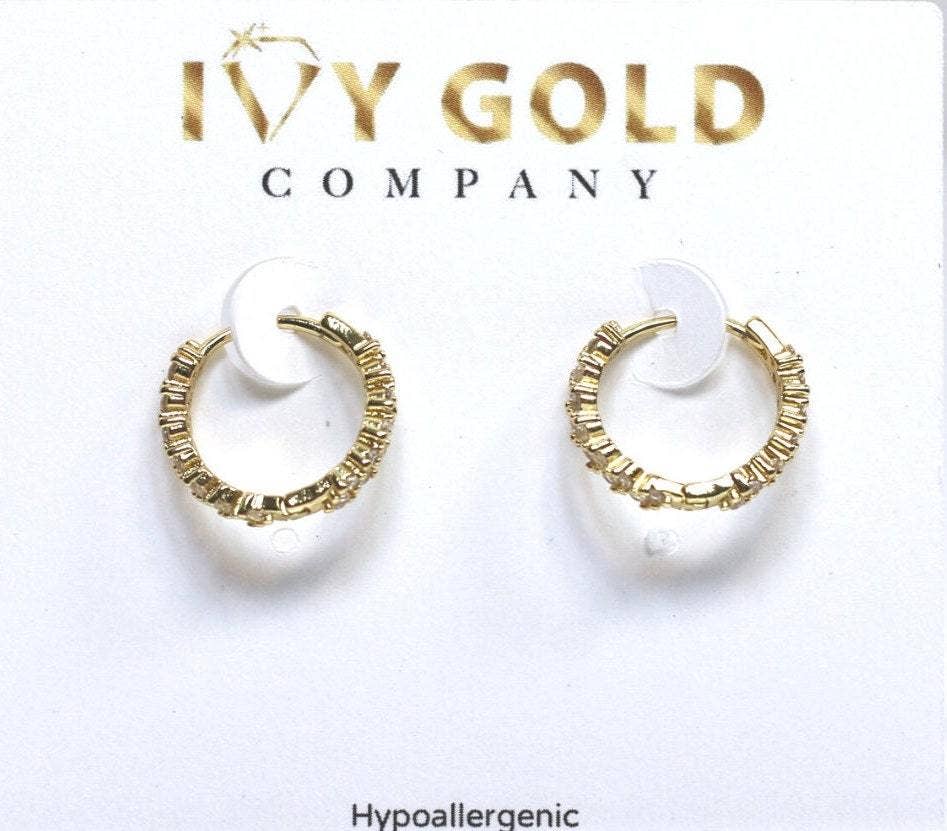 Ivy Gold Co. - Vente Petits anneaux - Créoles Huggie en or micropavé en zircone cubique, plaquées or 18 carats, créoles Huggie, petites créoles, créoles en or, huggies en or4