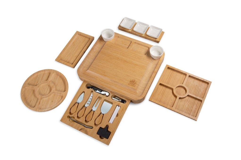 Big Wine Glasses - Wholesale Kaasplank - Vierlaags Bamboe Charcuterieplank Set0