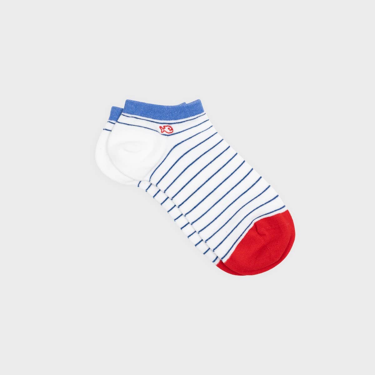 BILLYBELT - Wholesale Socks - Men's - Fine striped ankle socks - White, blue striped