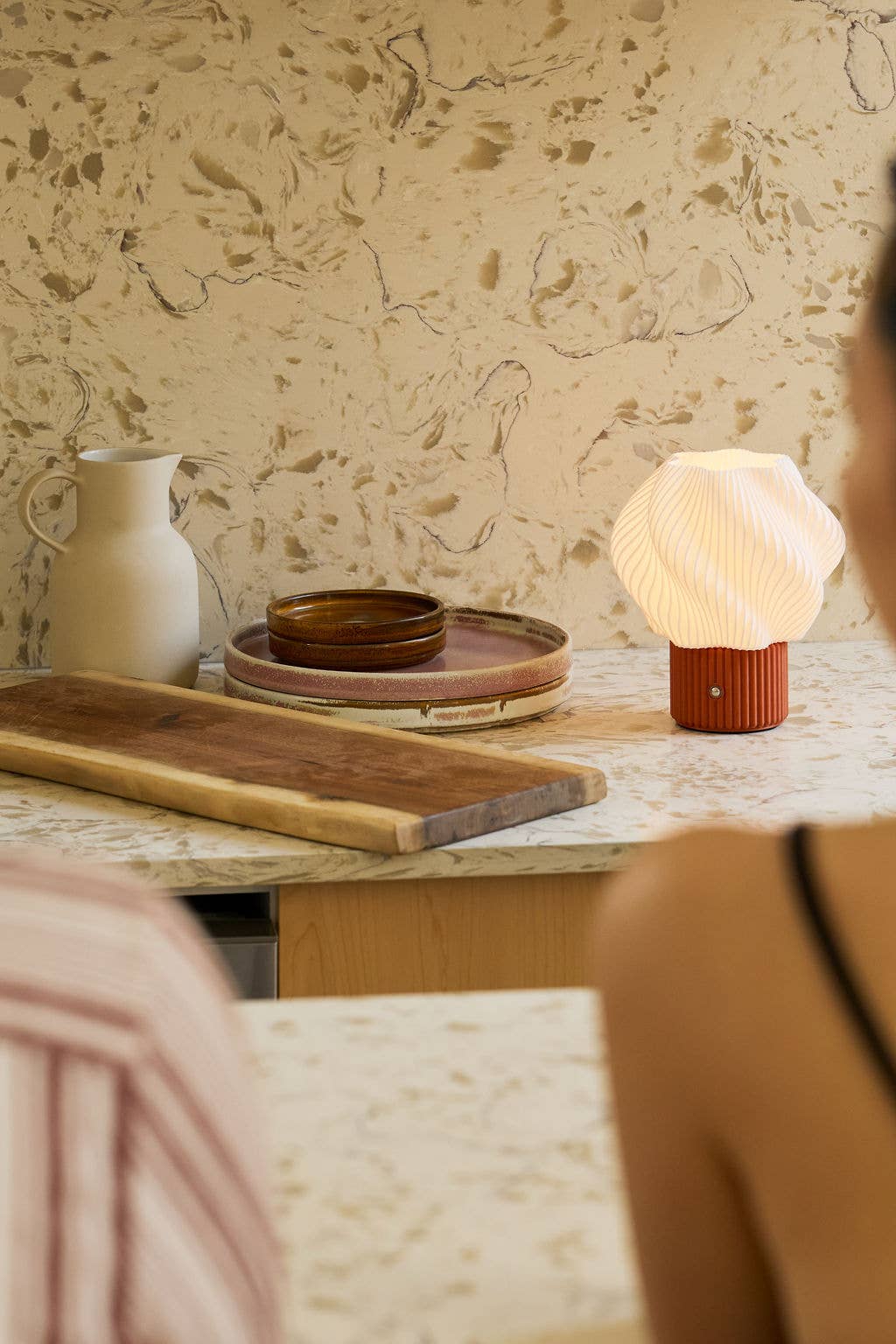 Colorless Mini Swirl Portable Lamp, Wireless and Rechargeable for wholesale on Faire2