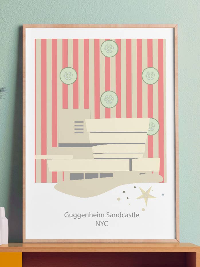 Guggenheim Sandcastle Digitaler Kunstdruck für den Großhandel von The Underdog Print Shop