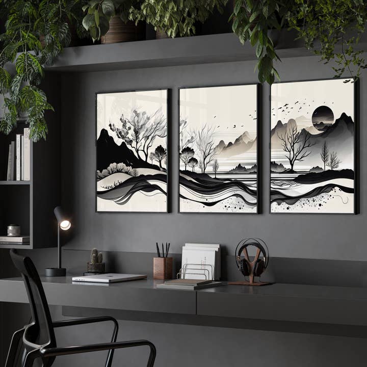 Home Office Wall Accessories | Set of 3 wall art prints for wholesale by About Wall Art