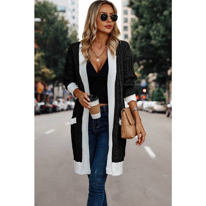 Front Open Thick Knit Loose Pockets Cardigan for wholesale by Supreme Fashion