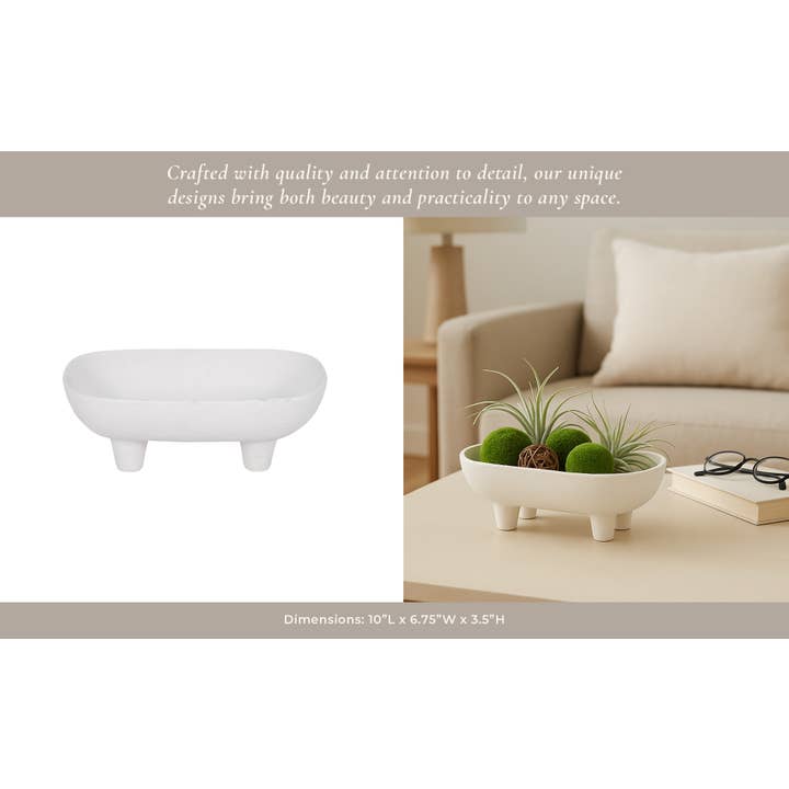 Sagebrook Home - Wholesale Decorative Plate/Dish/Bowl - Decorative Bowl - White Ceramic Rounded Rectangle, 10 in.12