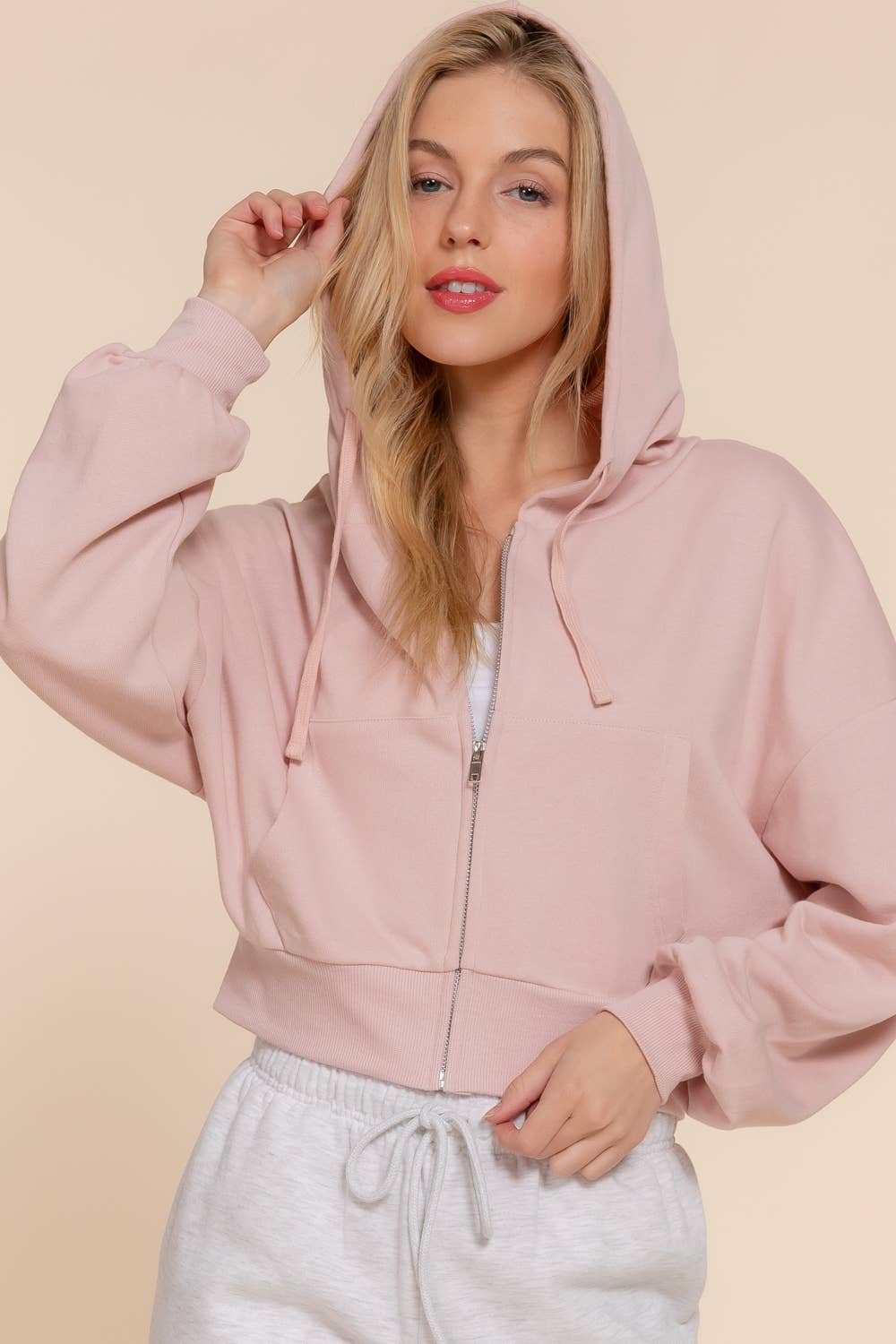 Active Basic | Active USA - Vente Sweat à capuche – femme - Veste à capuche zippée manches longues en French Terry25