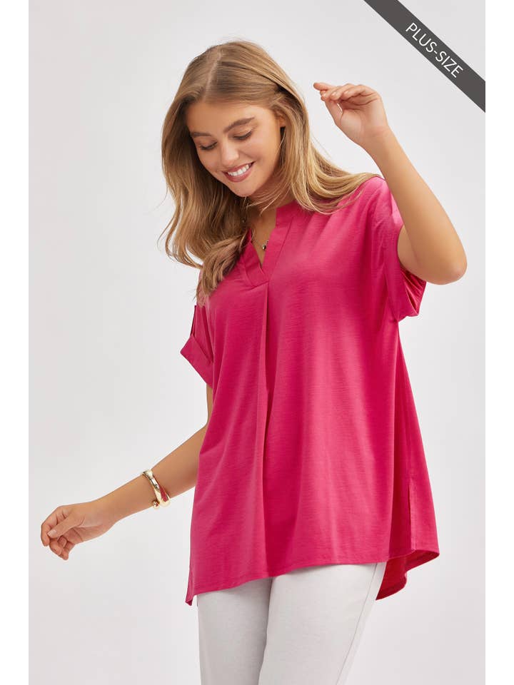 Dear Scarlett - Wholesale Tunic - Women's - PLUS SIZE Solid Soft Dolman Sleeve Top
