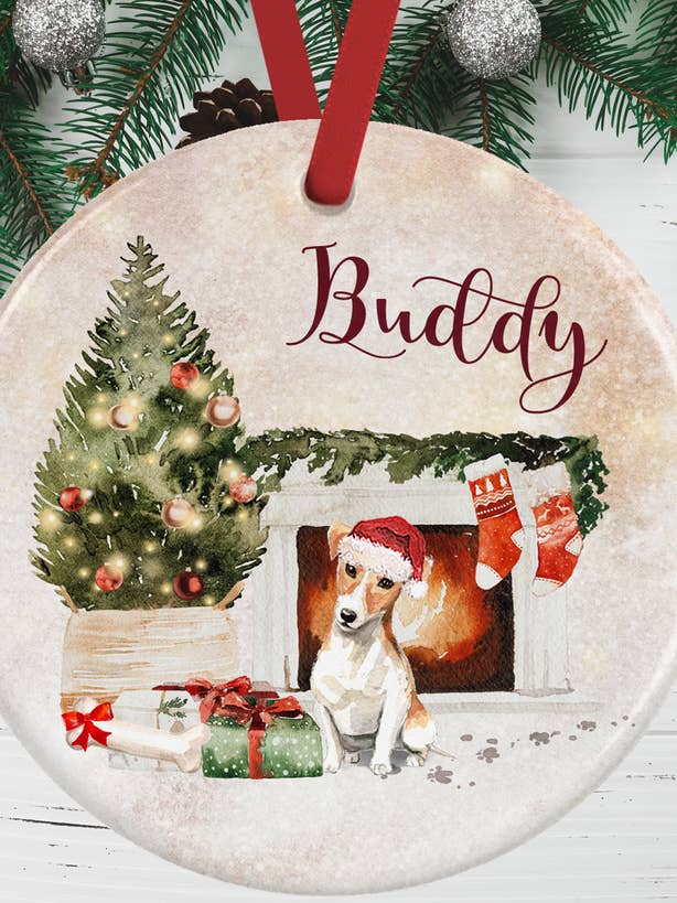 Jack Russell Christmas Ornament for wholesale by WagATudeTags