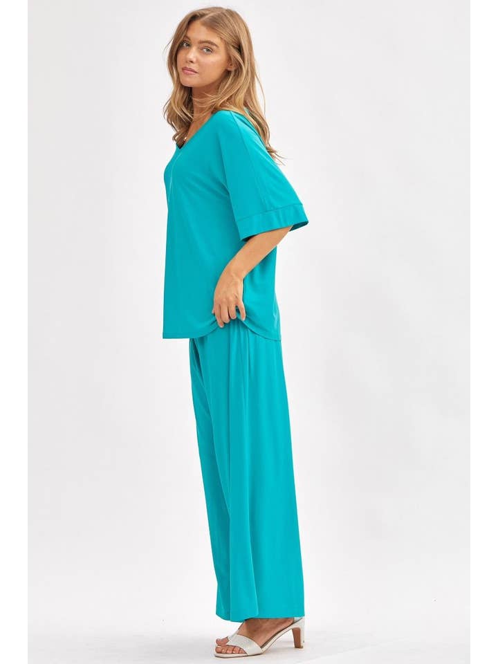 Dear Scarlett - Wholesale Top & Pant Set (NOT Loungewear) - Women's - Stylish Flowy Top + Wide Leg Set TRVSET-CABANA