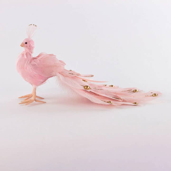 Zucker Feather Products - Wholesale Ornament - Champagne-roze pauwornament12