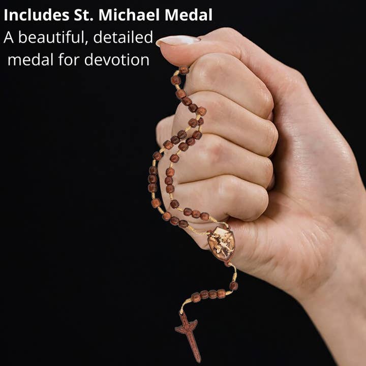 Catholica Shop - Wholesale Prayer beads necklace - St Michael Wood Chaplet5
