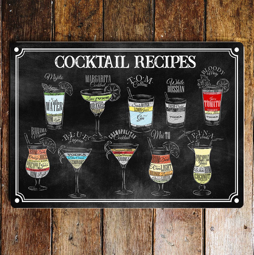 The British Metal Signs Company – wholesale Sign – Cocktail Bar Pub Kitchen Vintage Look  Metal Wall Sign0