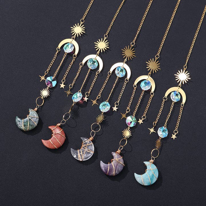 Crystolver - Wholesale Suncatcher - Crystal Moon Pendant Sun Catchers Decor