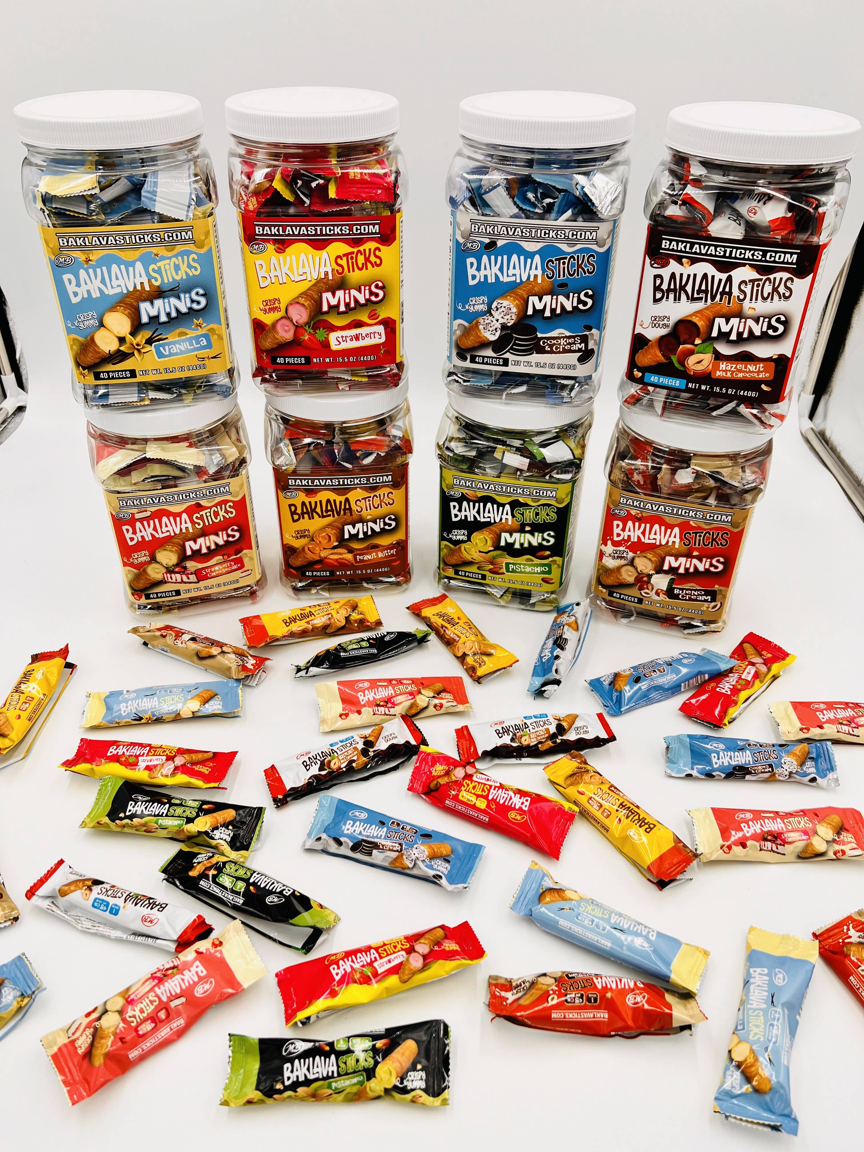 Baklava Sticks - Wholesale Chocolate Covered Sweets - Baklava minis with Hazelnut Chocolate 8 Flavors1