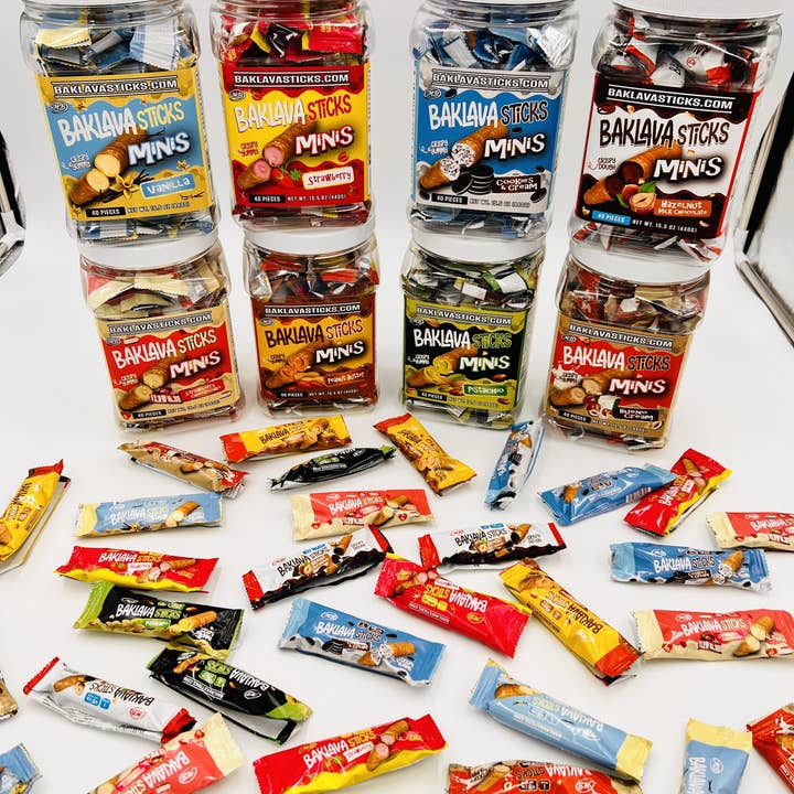 Baklava Sticks - Wholesale Chocolate Covered Sweets - Baklava minis with Hazelnut Chocolate 8 Flavors1