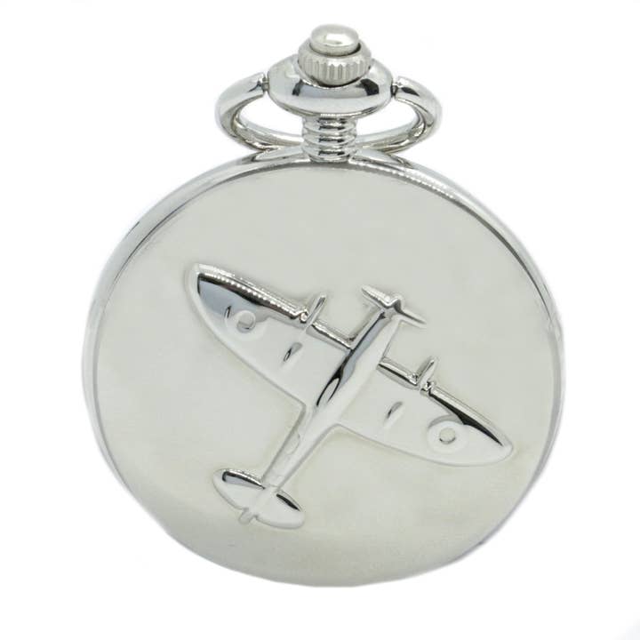 Spitfire Embossed Quartz Full Hunter Pocket Watch for wholesale by Dalaco - incorporating David Aster