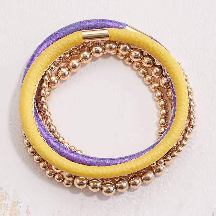 Leather & Seed Beaded Bracelet Set for wholesale by Frem