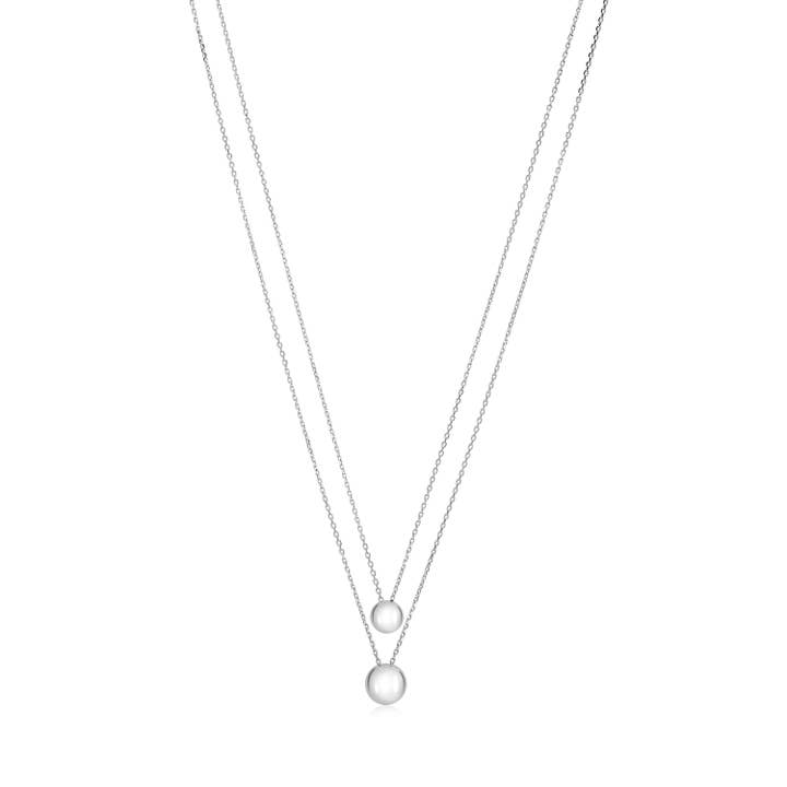 Sterling Silver High Polished Double Layer Ball Necklace for wholesale by Massete