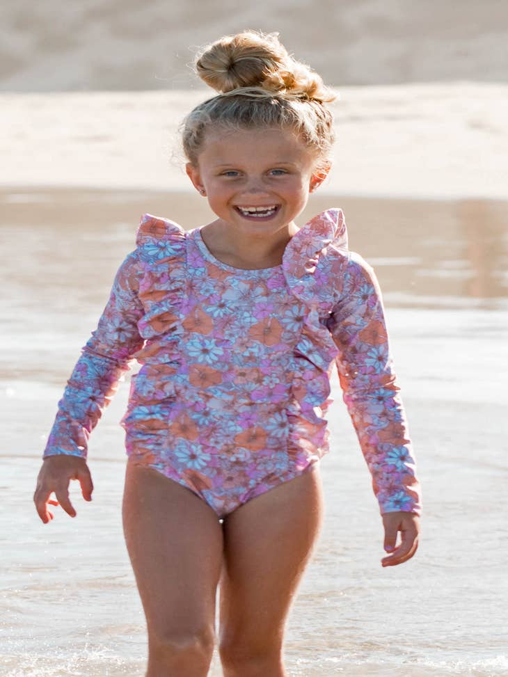 Bulk-buy Stylish Girls Swim Suits Solid Ruffle Straps Two Pieces