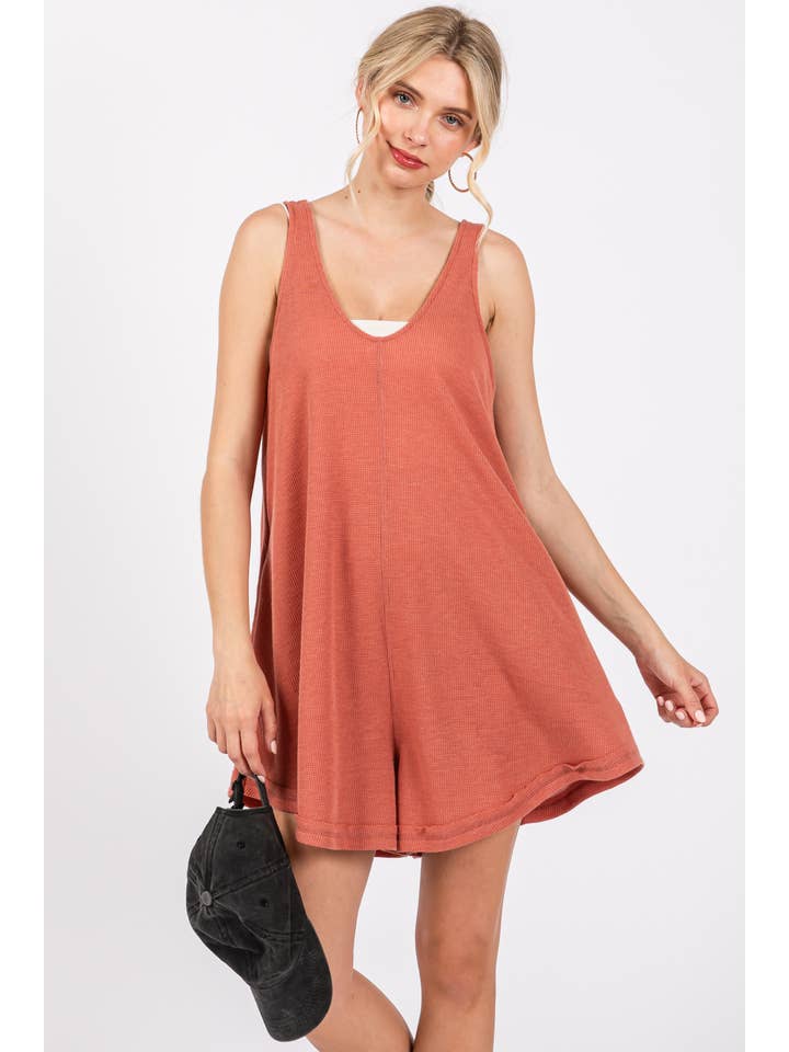 Ces Femme USA - Wholesale Romper - Women's - Sleeveless Solid Romper with Pockets / BJ6862SA