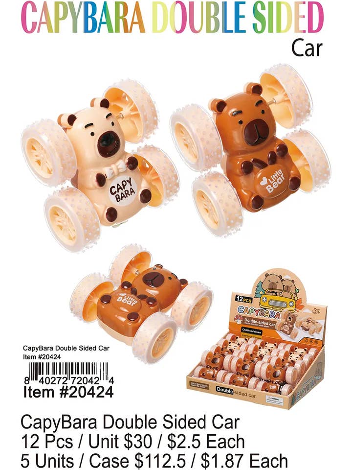 CapyBara Double Sided Car for wholesale by Puka Creations