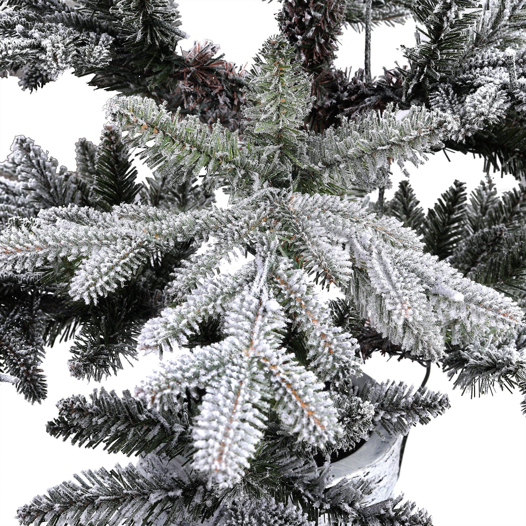 Haute Decor - Wholesale Artificial Christmas Tree - 5 Foot Prelit Flocked Timberland Fir Potted Christmas Tree4