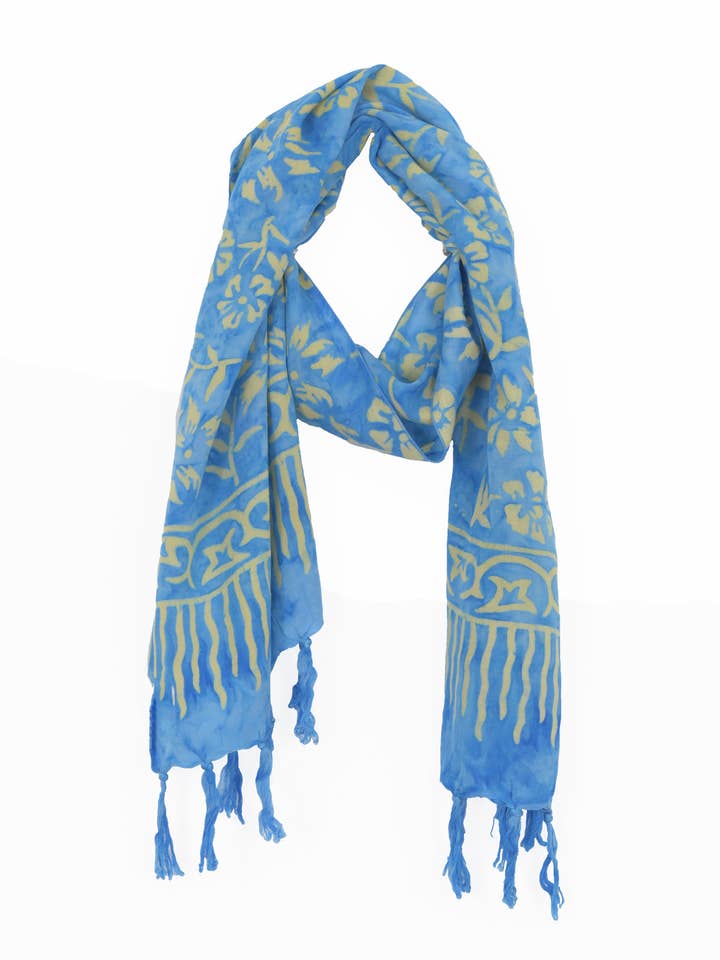 Rayon Batik Scarf - 98781 A-C (Knotted Fringe) for wholesale by Nusantara Inc.