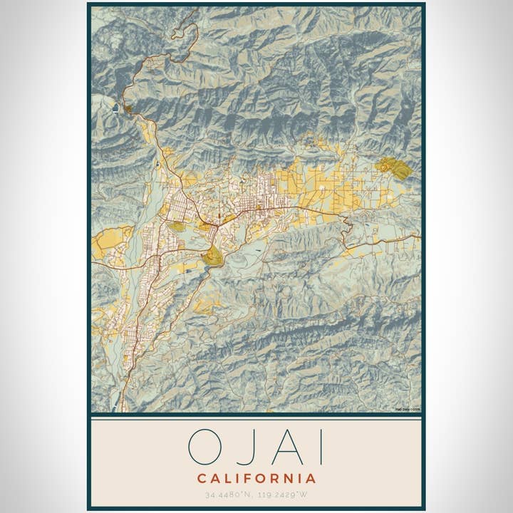 JACE.design - Wholesale Art Print - Ojai CA Map Print Woodblock2