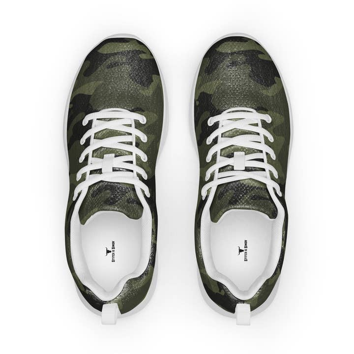 Women’s Green Camo Athletic Shoes – Lightweight Sneakers for Urban Style & Gym Comfort for wholesale by Stitch & Simon