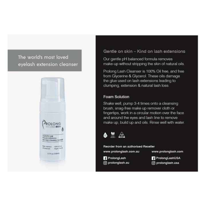 CLIENT AFTERCARE CARDS - FOAMING CLEANSER X 5 CARDS for wholesale by Prolong Lash