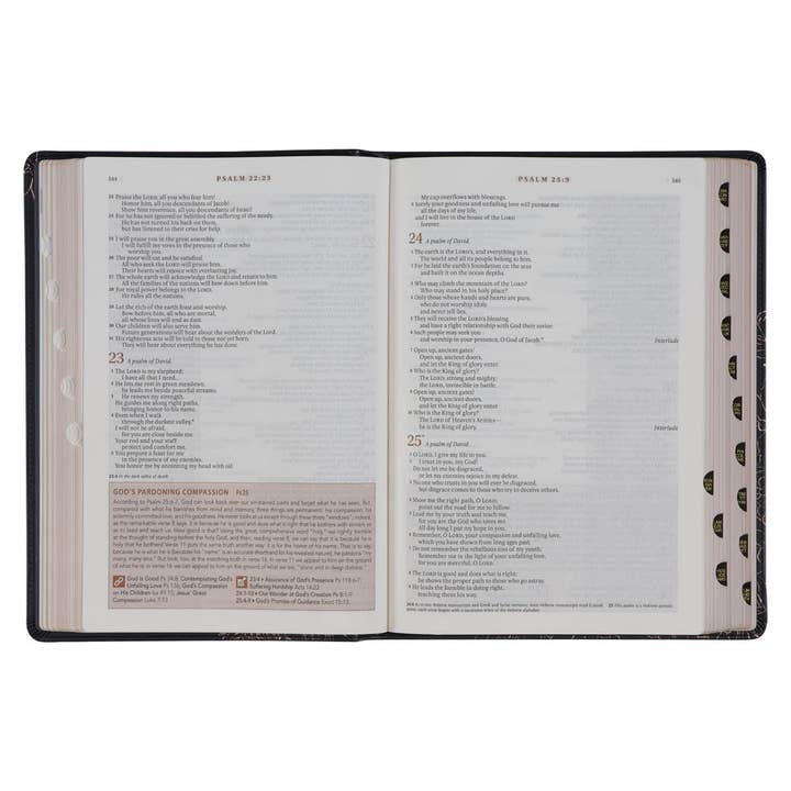 Christian Art Gifts - Wholesale Religion - NLT, The Spiritual Growth Bible Faux Leather, Black Floral7