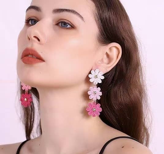 Purple Myrtle - Wholesale Dangle Earrings - Cute Drop and Dangle Rattan Flower Earrings for Women1