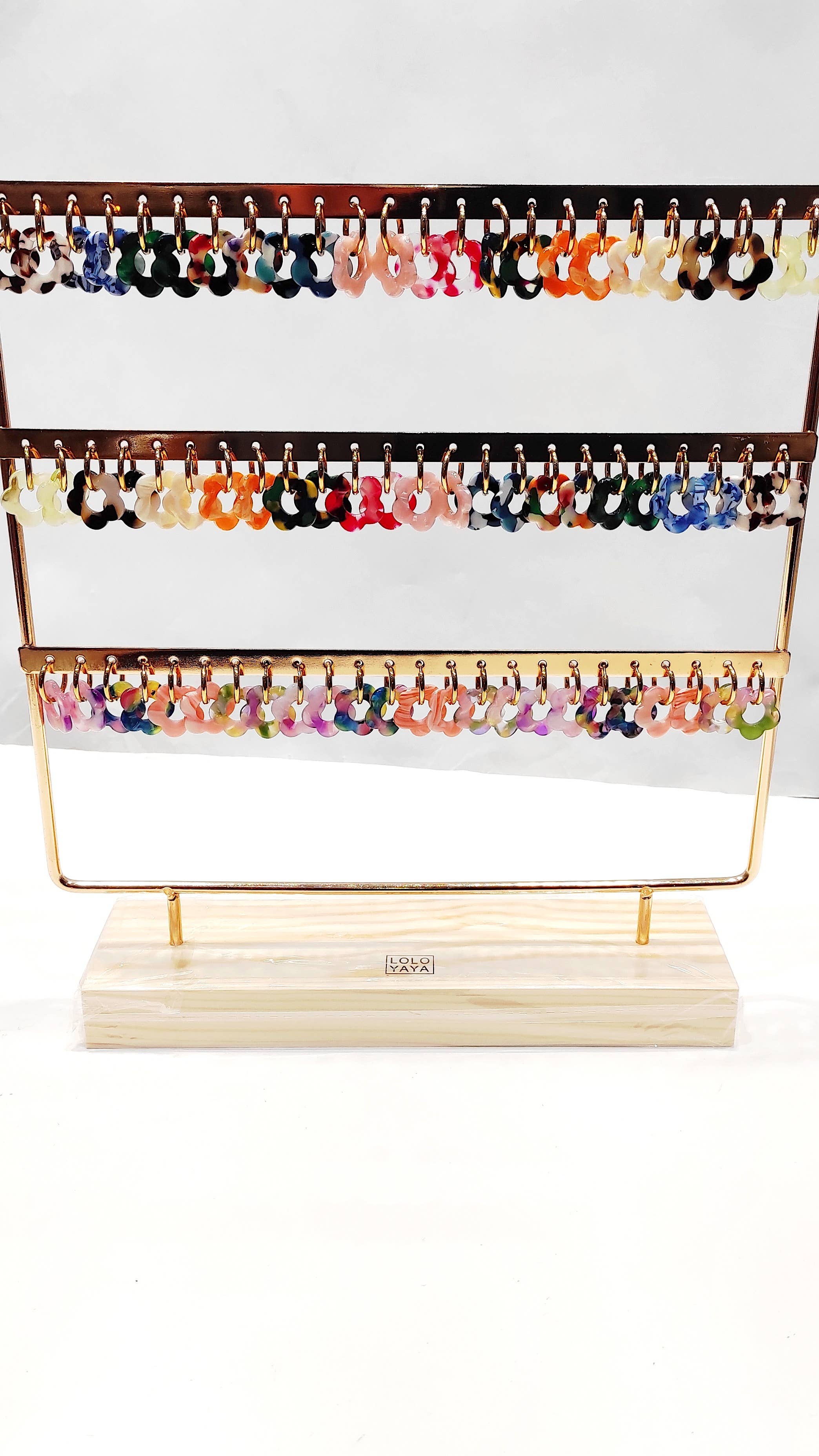 multicoloured Flower Splash—Display of 36 pairs of earrings for wholesale on Faire