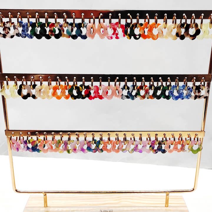 multicoloured Flower Splash—Display of 36 pairs of earrings for wholesale on Faire0