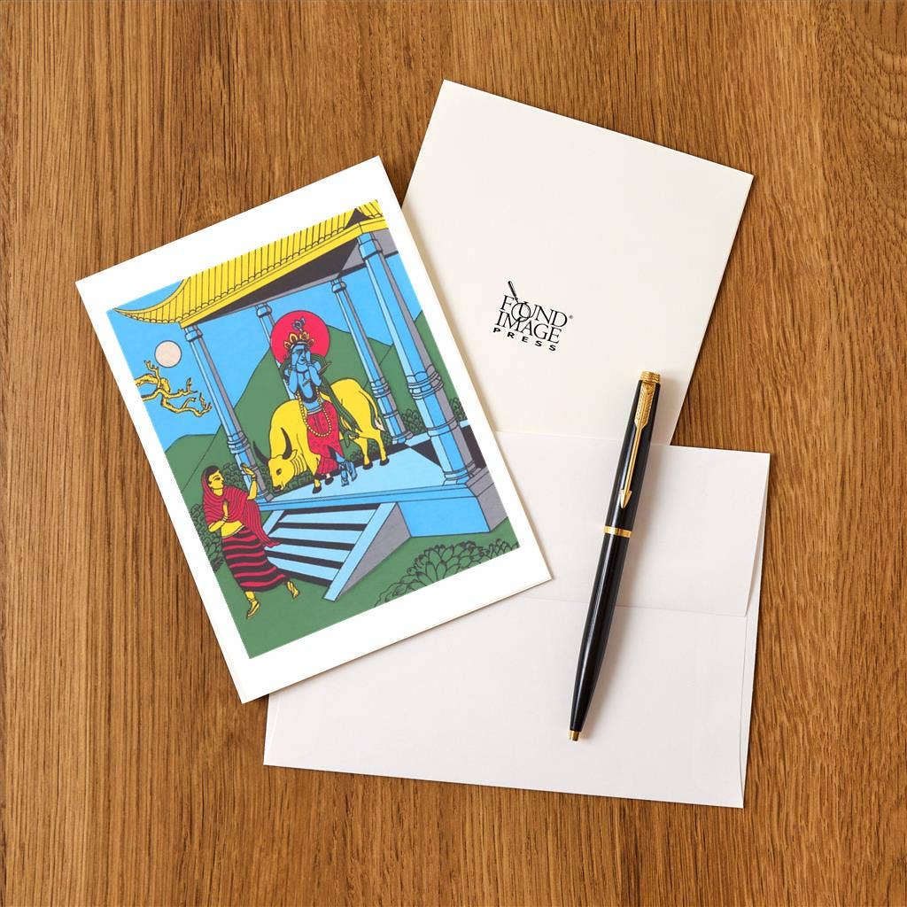 Found Image Press - Wholesale Stationery/Notecard Set - Greeting Card FG-541 Shrine with Krishna and Nandi1