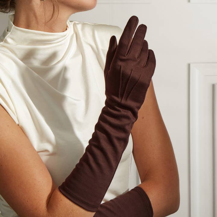 Francesca | Longer Line Sueded Cotton Day Glove for wholesale by Cornelia James