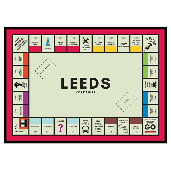Leeds-opoly - Print for wholesale by The Yorkshire Print Company