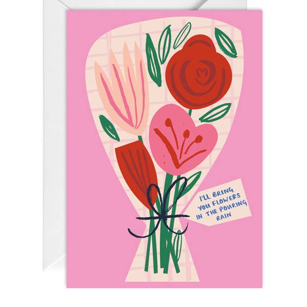 Happy Go Lucky - Wholesale Love Card - I'll Bring you Flowers in the Pouring Rain! Greeting Card