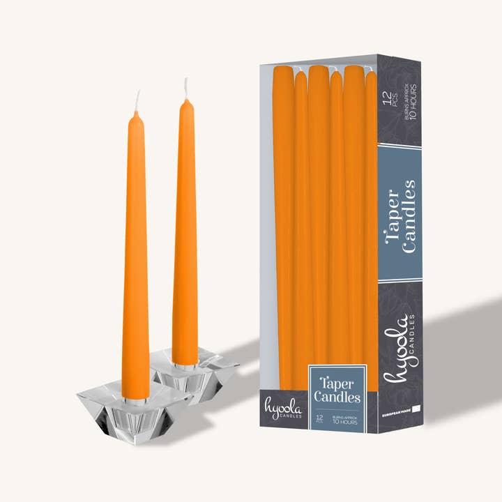 Bougies effilées orange - 14 pouces - paquet de 12 pour la vente par Hyoola Candles