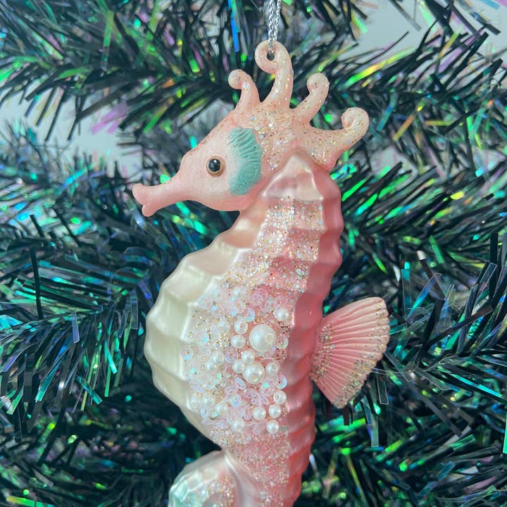 Marissa's Gifts – Großhandel Verzierung – Christbaumkugel aus Glas mit Seepferdchen zum Aufhängen, Weihnachten, Saison, zum Aufhängen aus Glas7
