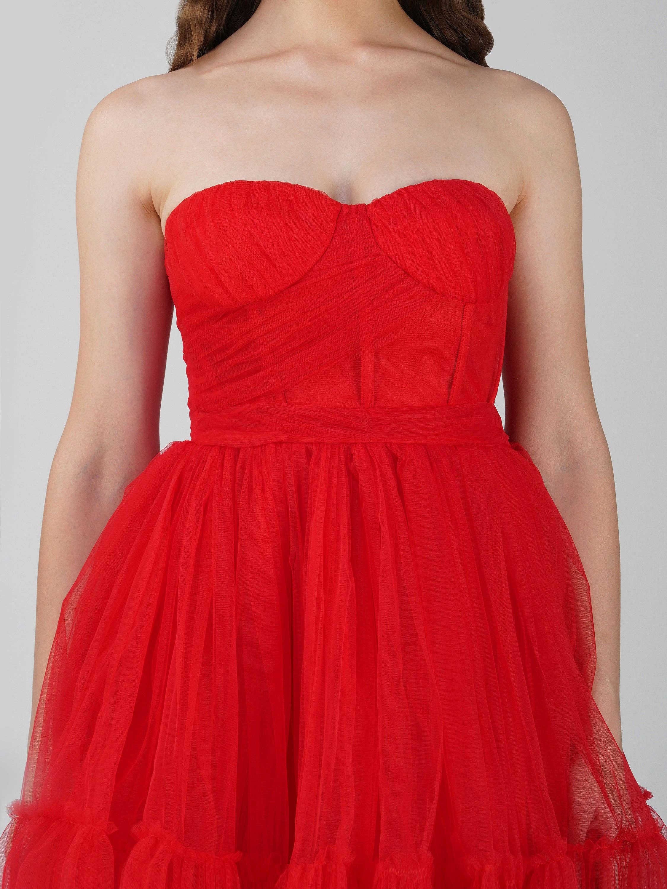 Lace & Beads – wholesale Dress – Women's – Lauren Red Tulle Mini Dress6