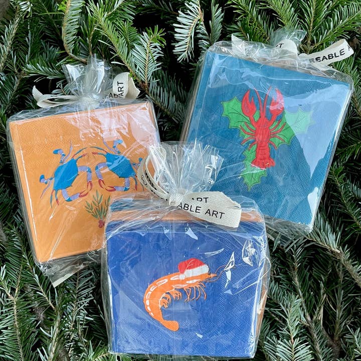 Santa's Swamp Cocktail Napkins Bundle for wholesale by WHEREable Art, LLC