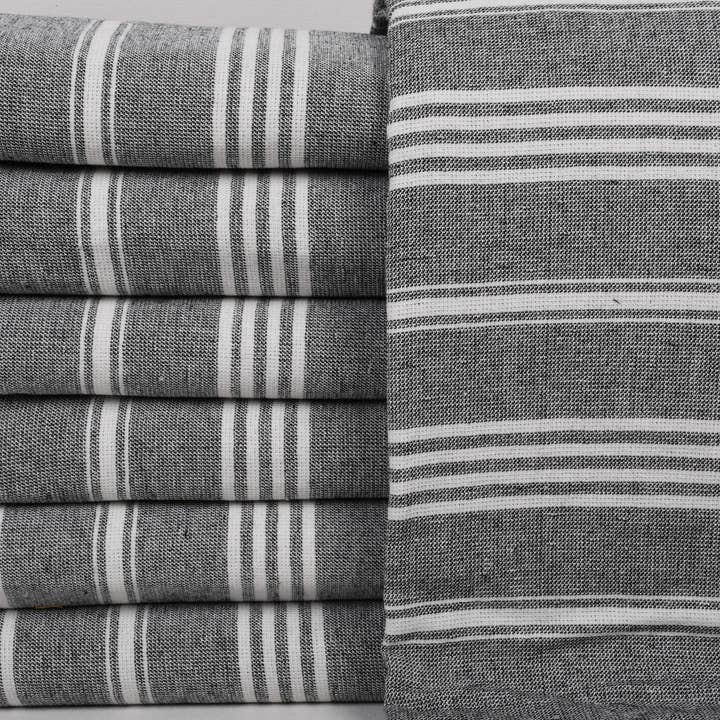 Organic Turkish Towels - Wholesale Beach towel - Turkish Beach Towel, Elegant Black Striped Towel1